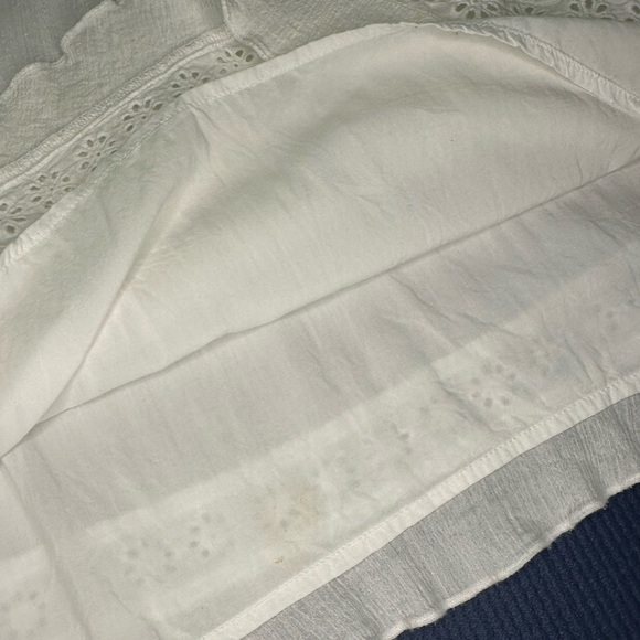 Sanctuary dress cotton eyelet trim pleated white 3/4 sleeves​ - Picture 10 of 16